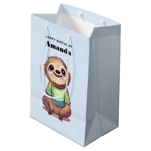 Relaxed Smiling Sloth sitting Cross_Legged Medium Gift Bag