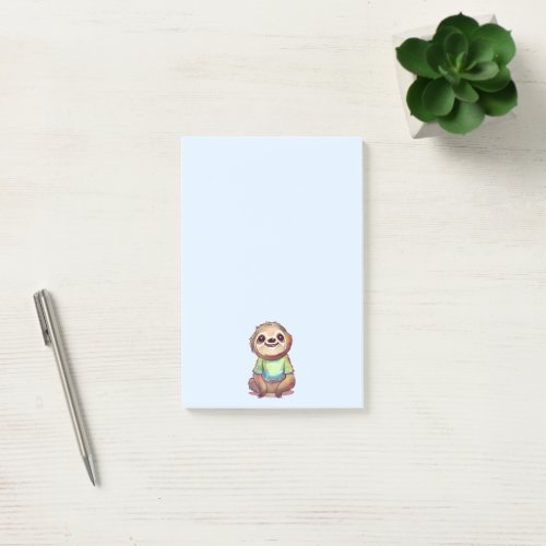 Relaxed Smiling Sloth sitting Cross_Legged Post_it Notes