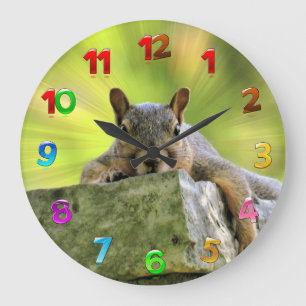 Relaxed Squirrel Large Clock