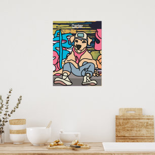 Relaxed Street Retro Dog Funny Poster