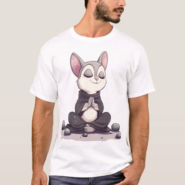 Relaxed Sugar Glider in Meditation Pose with a Pea T-Shirt (Front)