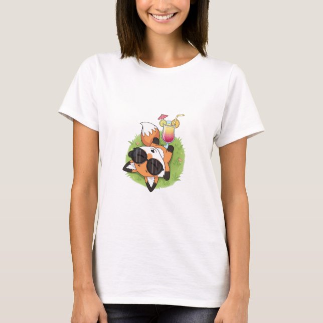 Relaxed Summer Fox Wearing Sunglasses T-Shirt (Front)