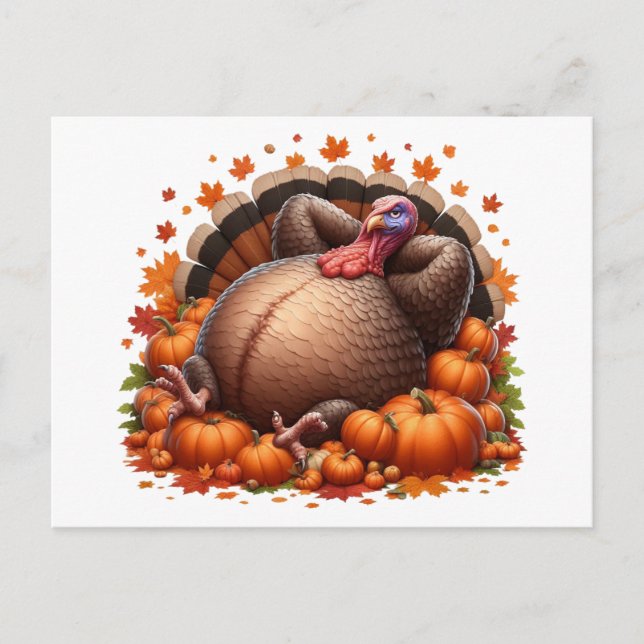 Relaxed Thanksgiving Turkey Lounging Postcard (Front)