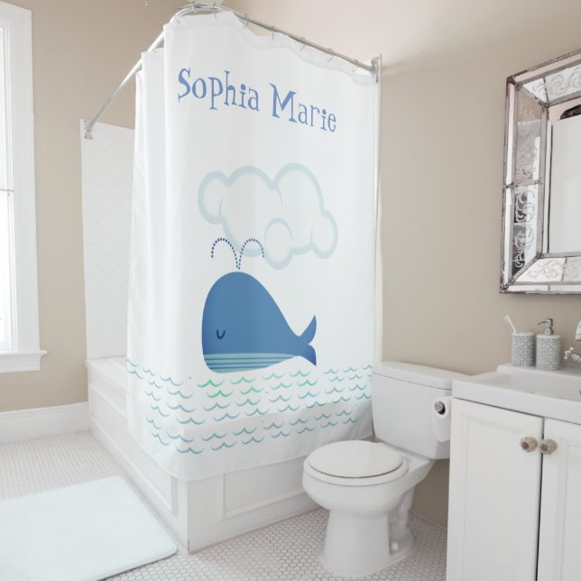 Relaxed Whale Shower Curtain (In Situ)