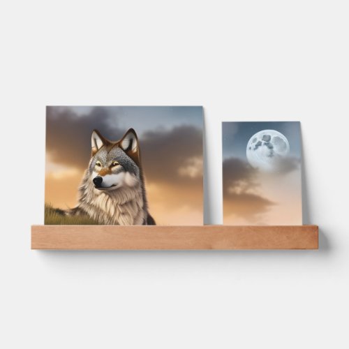 Relaxed Wolf And A Moon Picture Ledge