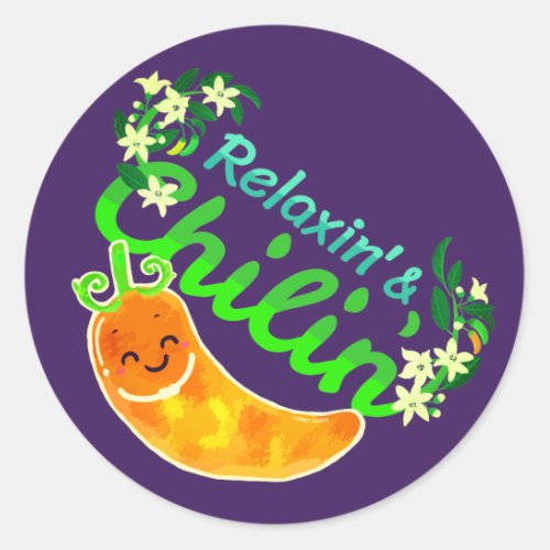Relaxin and Chilin _ Punny Garden Classic Round  Classic Round Sticker