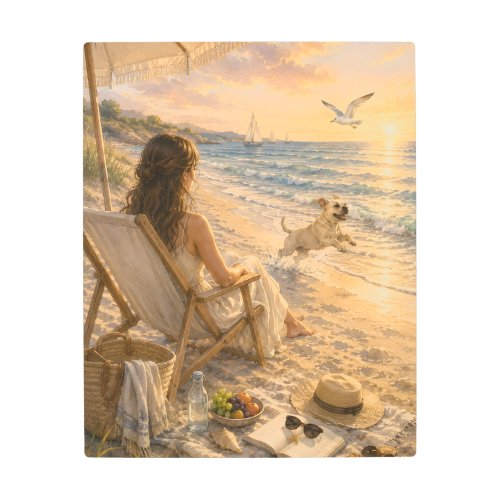 Relaxing Beach Day Dog Watercolor Art