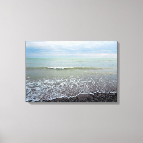 Relaxing Beach Landscape Waves and Blue Sky Canvas Print