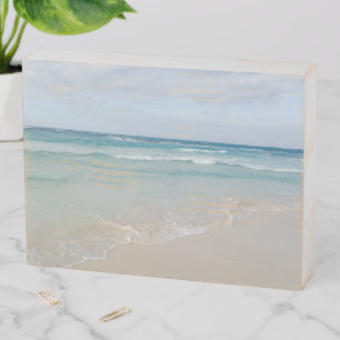 Relaxing Beach Ocean Scene Wooden Box Sign
