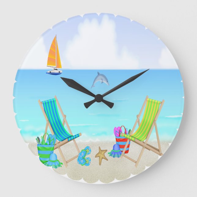 Relaxing Beach Round Wall Clock (Front)