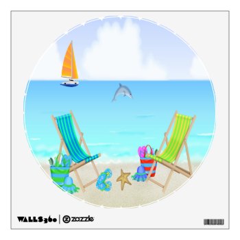 Relaxing Beach Round Wall Decal by TheHomeStore at Zazzle