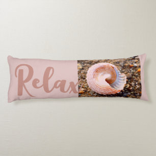Relaxing Beach Seashell in Restful Pale Pink Body Pillow