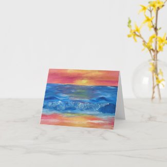 Relaxing Beach Sunset with Waves (Blank Inside) Card