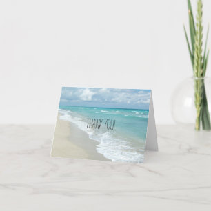 Relaxing Beach View White Sand Thank You Note Card