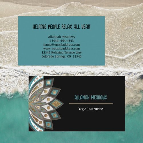 Relaxing Black and Aqua Lotus Flower Business Card