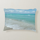 Relaxing Blue Beach Ocean Landscape Nature Scene Decorative Pillow (Back)