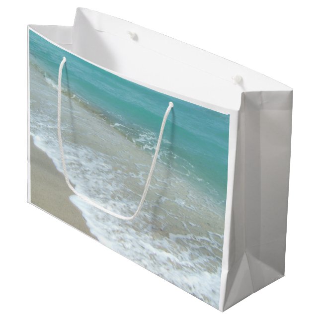Relaxing Blue Beach Ocean Landscape Nature Scene Large Gift Bag (Front Angled)
