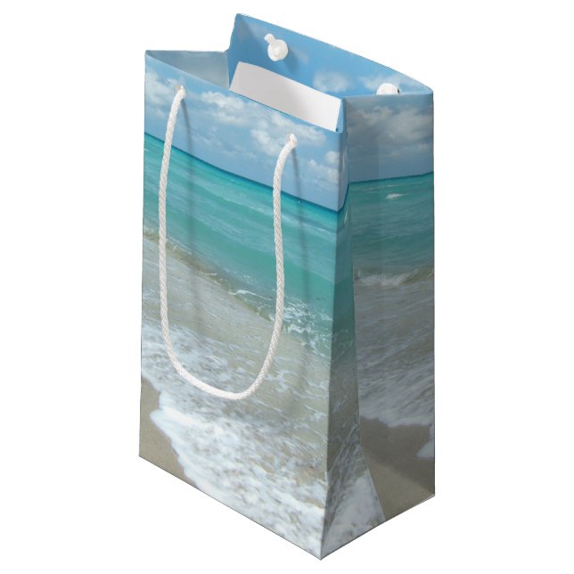 Relaxing Blue Beach Ocean Landscape Nature Scene Small Gift Bag (Front Angled)