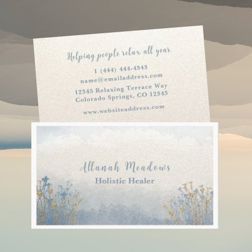 Relaxing Blue  Gold Meditative Business Card