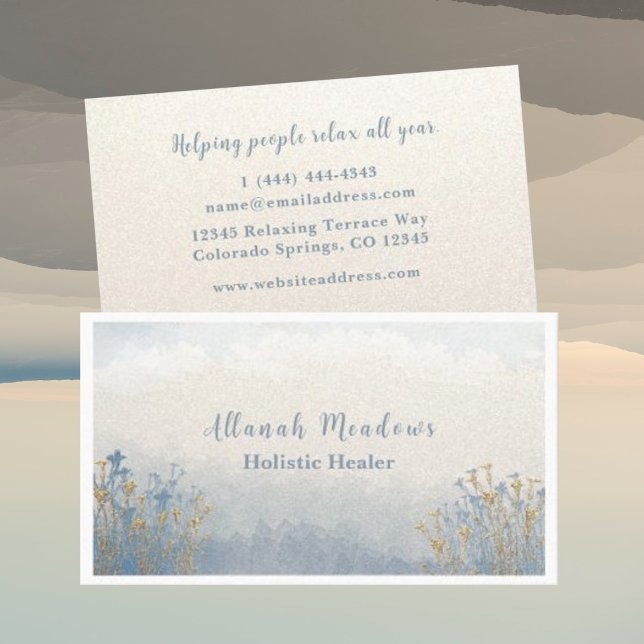 Relaxing Blue & Gold Meditative Business Card (Creator Uploaded)