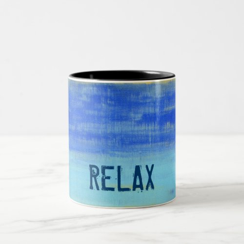 Relaxing Blue Turquiose Nautical Abstract Art Two_Tone Coffee Mug