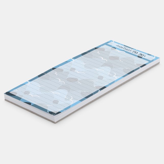 Relaxing Blue Wavy Ocean Pattern To-Do List Magnetic Notepad (Angled)