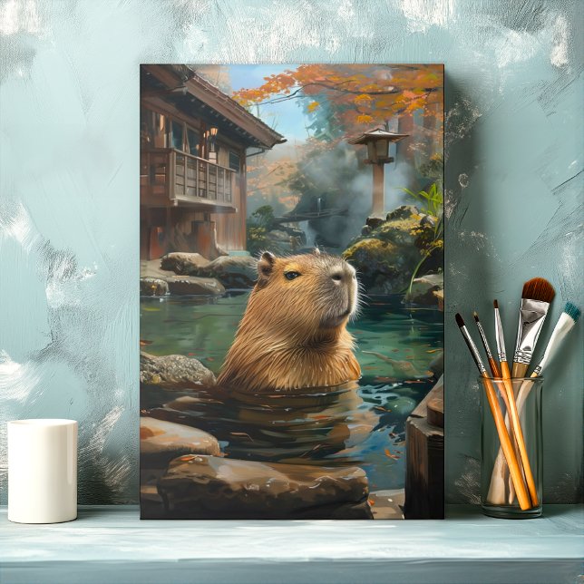 Relaxing Capybara Hot Spring Canvas Print (Creator Uploaded)