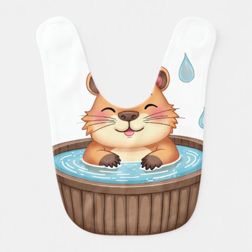 Relaxing Capybara Hot Tub Spa Day Kawaii Baby Bib