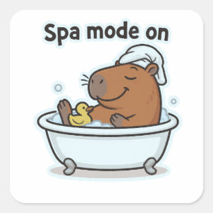 Relaxing Capybara Meme Cartoon Square Sticker