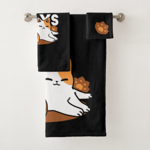 Relaxing Cat Art - 'Laze Furr Days' for Cat Lovers Bath Towel Set