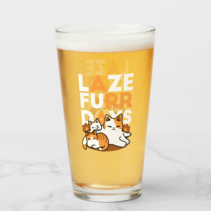 Relaxing Cat Art - 'Laze Furr Days' for Cat Lovers Glass