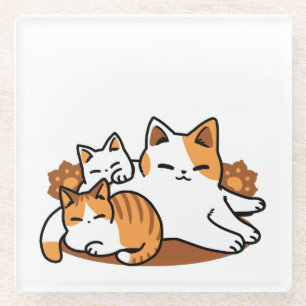 Relaxing Cat Art - 'Laze Furr Days' for Cat Lovers Glass Coaster