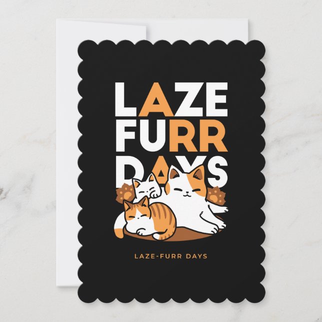 Relaxing Cat Art - 'Laze Furr Days' for Cat Lovers Holiday Card (Front)