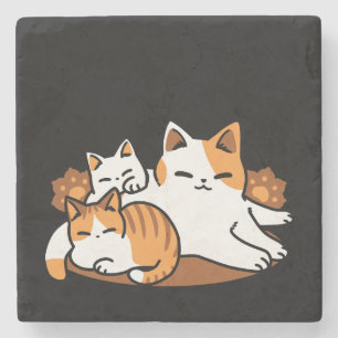 Relaxing Cat Art - 'Laze Furr Days' for Cat Lovers Stone Coaster