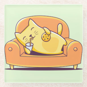 Relaxing cat glass coaster