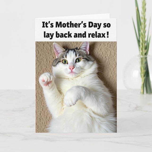 Relaxing Cat Mothers Day Card (Front)