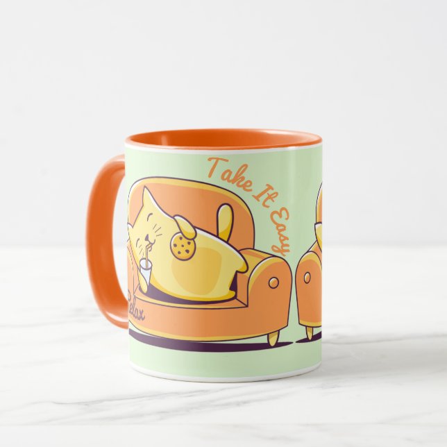 Relaxing cat mug (Front Left)