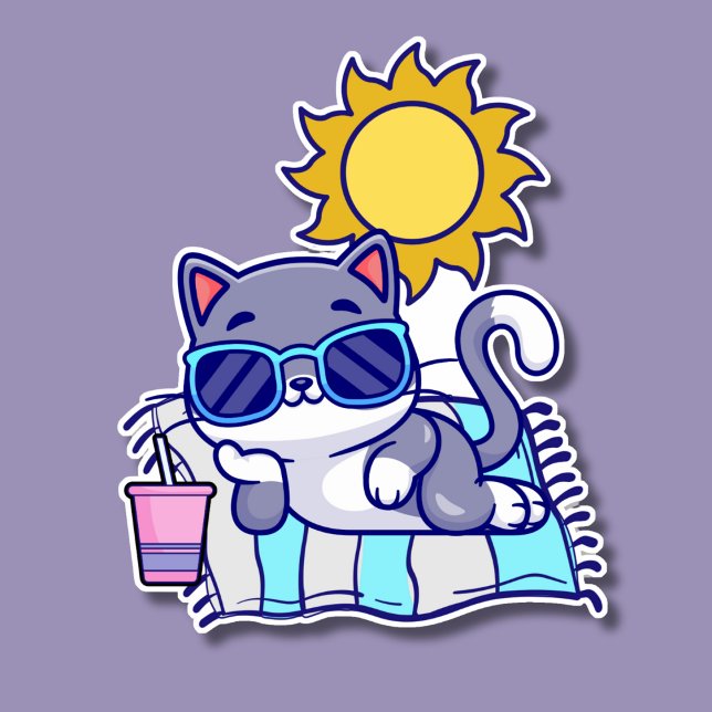 Relaxing Cat Waterproof Sticker (Creator Uploaded)