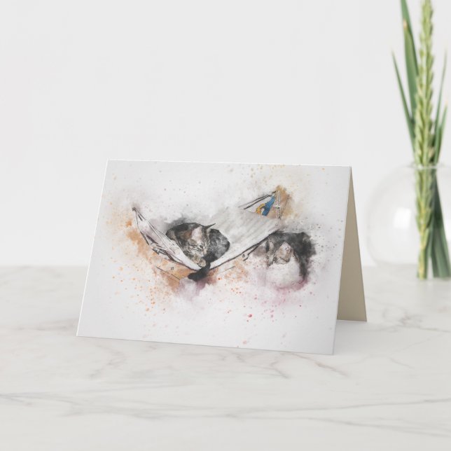 relaxing cats greeting card (Front)