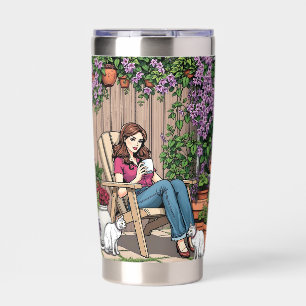 Relaxing Day Women with Coffee, Cats and Plants Insulated Tumbler