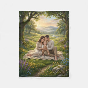 Relaxing Family Picnic In Forest Meadow Fleece Bla Blanket
