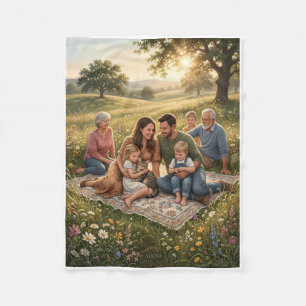 Relaxing Family Picnic In Lush Green Park Fleece B Blanket