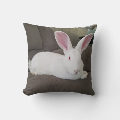 Relaxing Flemish Giant Rabbit Throw Pillow
