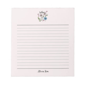 Relaxing floral self care notepad