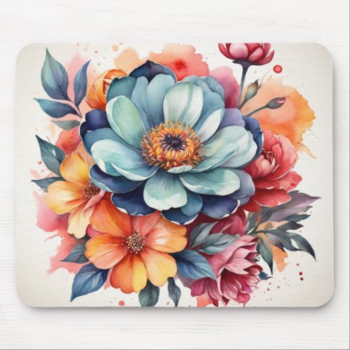 Relaxing Floral Watercolor Illustration Mouse Pad