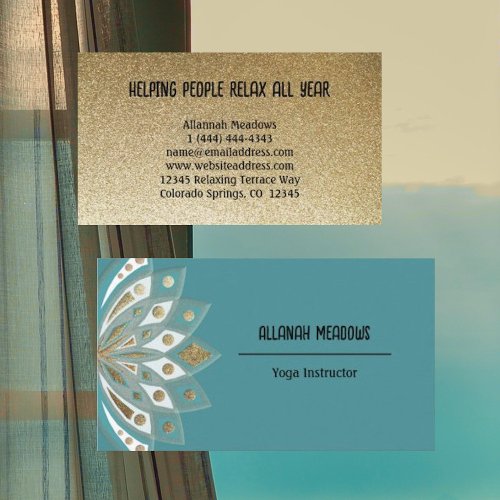 Relaxing Gold and Aqua Lotus Flower Business Card