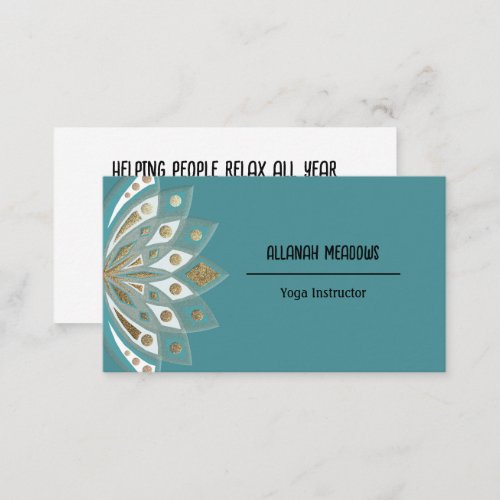 Relaxing Gold and Aqua Lotus Flower Business Card