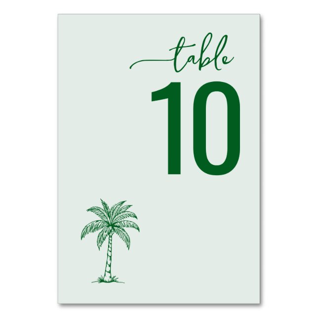 Relaxing Green Minimalist Table Sign Number (Front)