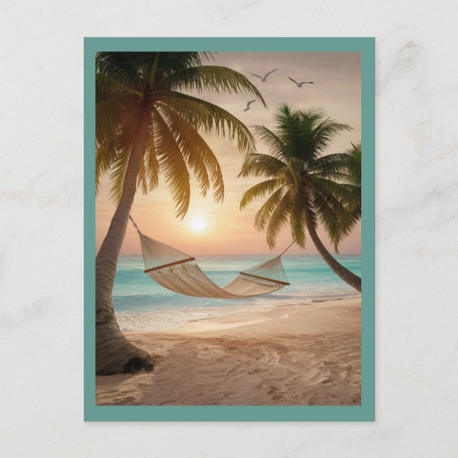 Relaxing Hammock on a Beach Postcard (Front)
