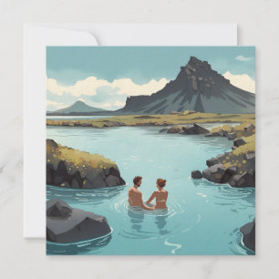 Relaxing in in Iceland’s Blue Lagoon Holiday Card